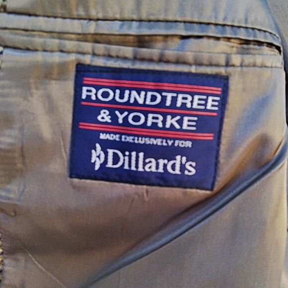 Roundtree & Yorke Dillards Wool Tan Tweed Houndstooth Blazer Sports Coat 48R - Picture 3 of 11